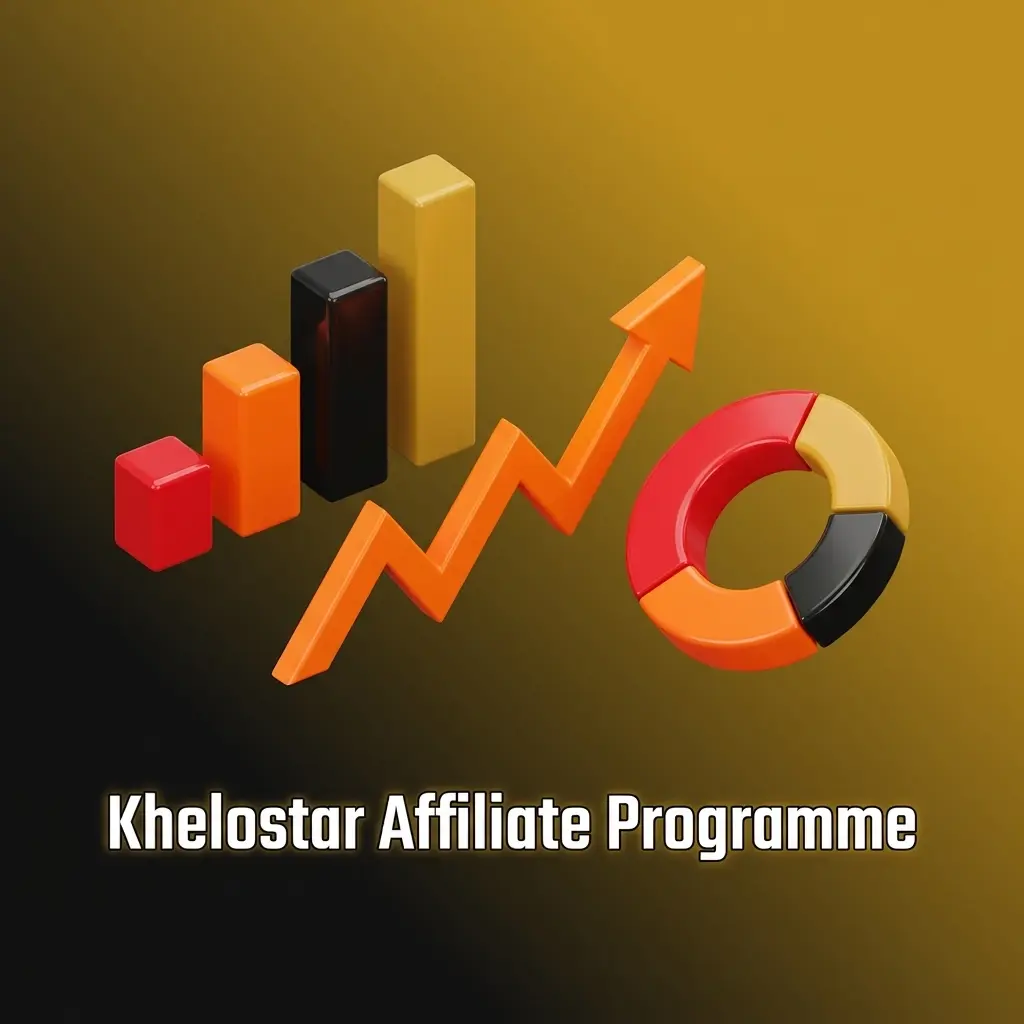 Khelostar affiliate programme dashboard showing commission tracking, revenue share details, and marketing tools for Indian partners